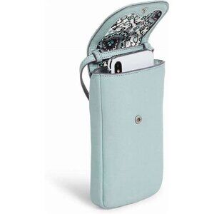 Vera Bradley Turquoise Leather Carson RFID Cellphone Crossbody Gallatin Bag Blue